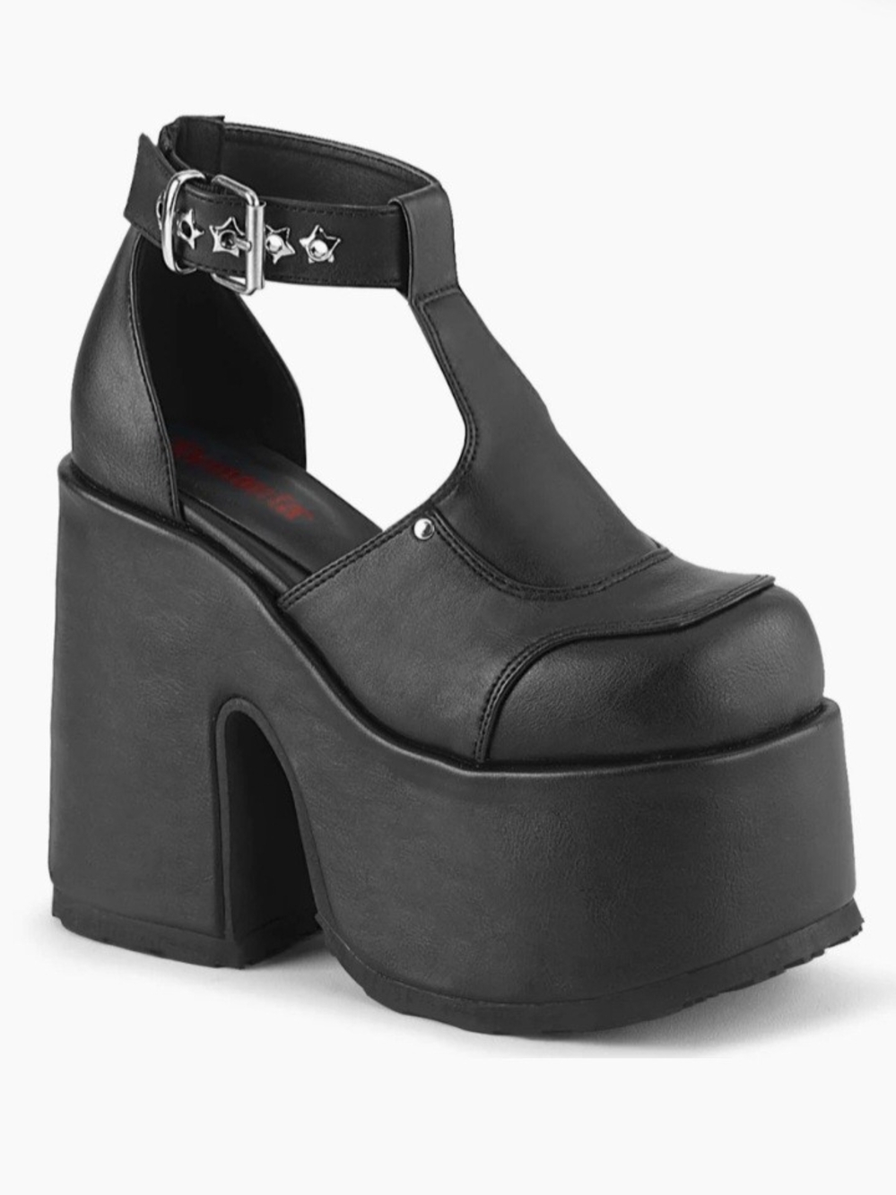 DEMONIA Camel 103 Chunky T Strap Goth Punk Sandal Shoes Matte NY